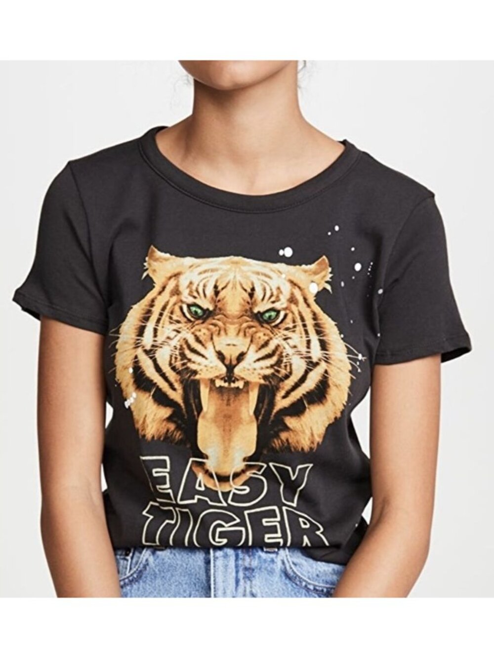 Chaser Easy Tiger Short Sleeve Cotton Tee Sz M Charcoal